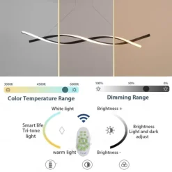 2-Light 80/100cm LED Pendant Light Aluminum Line Design Curl Wave Design Adjustable Chandelier Nordic Style Dining Room Living Room Lights 36W 110-240V ONLY DIMMABLE WITH REMOTE CONTROL