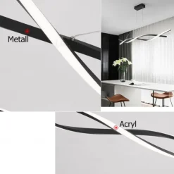 2-Light 80/100cm LED Pendant Light Aluminum Line Design Curl Wave Design Adjustable Chandelier Nordic Style Dining Room Living Room Lights 36W 110-240V ONLY DIMMABLE WITH REMOTE CONTROL