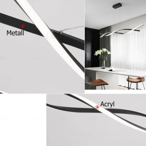 2-Light 80/100cm LED Pendant Light Aluminum Line Design Curl Wave Design Adjustable Chandelier Nordic Style Dining Room Living Room Lights 36W 110-240V ONLY DIMMABLE WITH REMOTE CONTROL