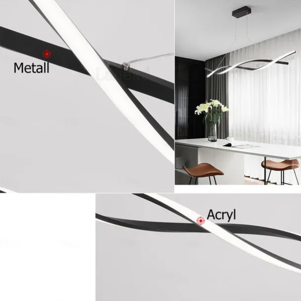 2-Light 80/100cm LED Pendant Light Aluminum Line Design Curl Wave Design Adjustable Chandelier Nordic Style Dining Room Living Room Lights 36W 110-240V ONLY DIMMABLE WITH REMOTE CONTROL