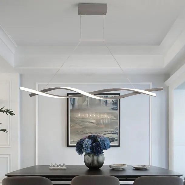 2-Light 80/100cm LED Pendant Light Aluminum Line Design Curl Wave Design Adjustable Chandelier Nordic Style Dining Room Living Room Lights 36W 110-240V ONLY DIMMABLE WITH REMOTE CONTROL