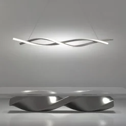 2-Light 80/100cm LED Pendant Light Aluminum Line Design Curl Wave Design Adjustable Chandelier Nordic Style Dining Room Living Room Lights 36W 110-240V ONLY DIMMABLE WITH REMOTE CONTROL
