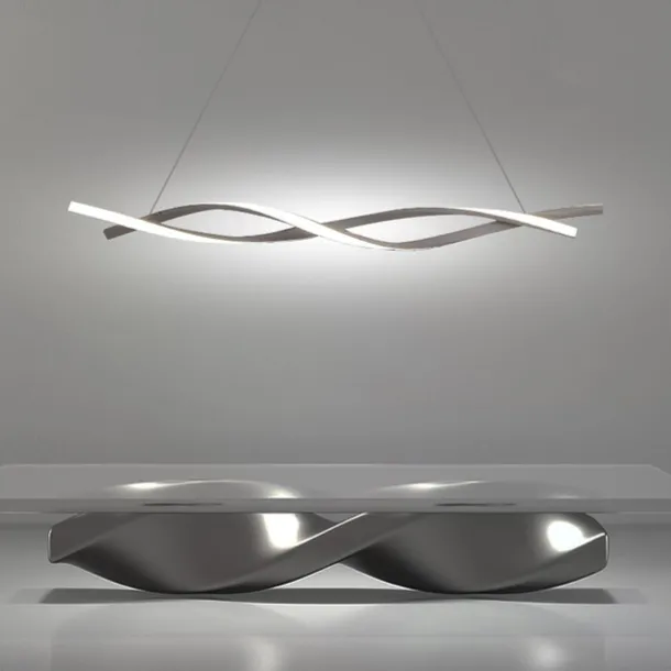 2-Light 80/100cm LED Pendant Light Aluminum Line Design Curl Wave Design Adjustable Chandelier Nordic Style Dining Room Living Room Lights 36W 110-240V ONLY DIMMABLE WITH REMOTE CONTROL