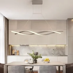 2-Light 80/100cm LED Pendant Light Aluminum Line Design Curl Wave Design Adjustable Chandelier Nordic Style Dining Room Living Room Lights 36W 110-240V ONLY DIMMABLE WITH REMOTE CONTROL