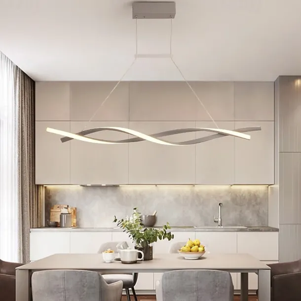 2-Light 80/100cm LED Pendant Light Aluminum Line Design Curl Wave Design Adjustable Chandelier Nordic Style Dining Room Living Room Lights 36W 110-240V ONLY DIMMABLE WITH REMOTE CONTROL