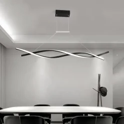 2-Light 80/100cm LED Pendant Light Aluminum Line Design Curl Wave Design Adjustable Chandelier Nordic Style Dining Room Living Room Lights 36W 110-240V ONLY DIMMABLE WITH REMOTE CONTROL