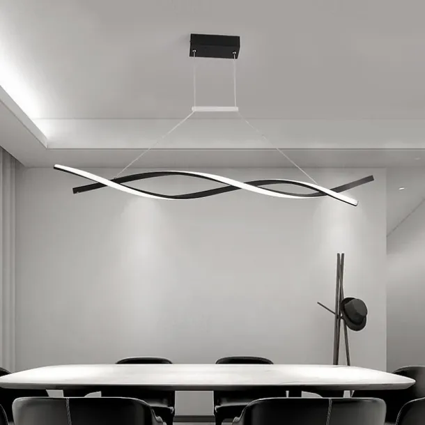 2-Light 80/100cm LED Pendant Light Aluminum Line Design Curl Wave Design Adjustable Chandelier Nordic Style Dining Room Living Room Lights 36W 110-240V ONLY DIMMABLE WITH REMOTE CONTROL
