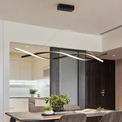 2-Light 80/100cm LED Pendant Light Aluminum Line Design Curl Wave Design Adjustable Chandelier Nordic Style Dining Room Living Room Lights 36W 110-240V ONLY DIMMABLE WITH REMOTE CONTROL