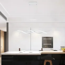 2-Light 80/100cm LED Pendant Light Aluminum Line Design Curl Wave Design Adjustable Chandelier Nordic Style Dining Room Living Room Lights 36W 110-240V ONLY DIMMABLE WITH REMOTE CONTROL