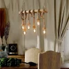 6-Light 80cm Pendant Light LED Cluster Design Wood / Bamboo Country Dining Room Chain / Cord Adjustable 110-120V 220-240V