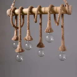 6-Light 80cm Pendant Light LED Cluster Design Wood / Bamboo Country Dining Room Chain / Cord Adjustable 110-120V 220-240V