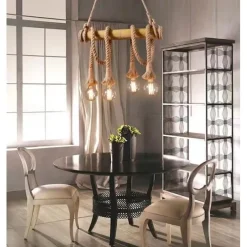 6-Light 80cm Pendant Light LED Cluster Design Wood / Bamboo Country Dining Room Chain / Cord Adjustable 110-120V 220-240V