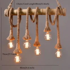 6-Light 80cm Pendant Light LED Cluster Design Wood / Bamboo Country Dining Room Chain / Cord Adjustable 110-120V 220-240V
