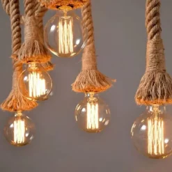 6-Light 80cm Pendant Light LED Cluster Design Wood / Bamboo Country Dining Room Chain / Cord Adjustable 110-120V 220-240V