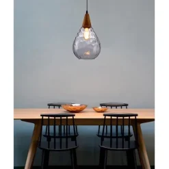 1-Light 30cm Solid Wood Glass Pendant Light LED Sleek Single Design Island Lights Modern Style Restaurant Shops / Cafes Living Room Lights 220-240V 110-120V