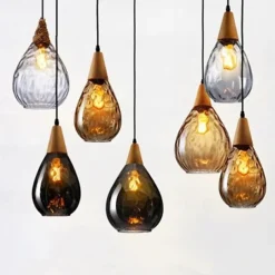 1-Light 30cm Solid Wood Glass Pendant Light LED Sleek Single Design Island Lights Modern Style Restaurant Shops / Cafes Living Room Lights 220-240V 110-120V