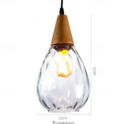 1-Light 30cm Solid Wood Glass Pendant Light LED Sleek Single Design Island Lights Modern Style Restaurant Shops / Cafes Living Room Lights 220-240V 110-120V