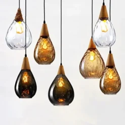 1-Light 30cm Solid Wood Glass Pendant Light LED Sleek Single Design Island Lights Modern Style Restaurant Shops / Cafes Living Room Lights 220-240V 110-120V