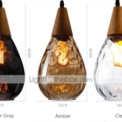 1-Light 30cm Solid Wood Glass Pendant Light LED Sleek Single Design Island Lights Modern Style Restaurant Shops / Cafes Living Room Lights 220-240V 110-120V