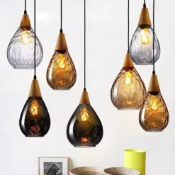 1-Light 30cm Solid Wood Glass Pendant Light LED Sleek Single Design Island Lights Modern Style Restaurant Shops / Cafes Living Room Lights 220-240V 110-120V