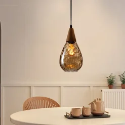 1-Light 30cm Solid Wood Glass Pendant Light LED Sleek Single Design Island Lights Modern Style Restaurant Shops / Cafes Living Room Lights 220-240V 110-120V