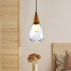 1-Light 30cm Solid Wood Glass Pendant Light LED Sleek Single Design Island Lights Modern Style Restaurant Shops / Cafes Living Room Lights 220-240V 110-120V