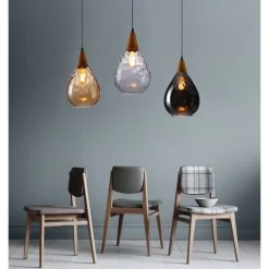 1-Light 30cm Solid Wood Glass Pendant Light LED Sleek Single Design Island Lights Modern Style Restaurant Shops / Cafes Living Room Lights 220-240V 110-120V