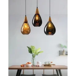 1-Light 30cm Solid Wood Glass Pendant Light LED Sleek Single Design Island Lights Modern Style Restaurant Shops / Cafes Living Room Lights 220-240V 110-120V