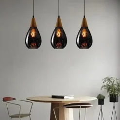 1-Light 30cm Solid Wood Glass Pendant Light LED Sleek Single Design Island Lights Modern Style Restaurant Shops / Cafes Living Room Lights 220-240V 110-120V