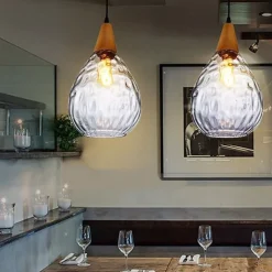 1-Light 30cm Solid Wood Glass Pendant Light LED Sleek Single Design Island Lights Modern Style Restaurant Shops / Cafes Living Room Lights 220-240V 110-120V