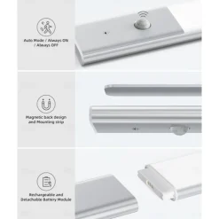 Light In The Box LED Motion Sensor Cabinet Light with Detachable Under Counter Light Automatic Sensored Bright Wireless Battery Operated for Bedroom Wardrobe Stairs Kitchen