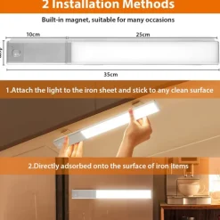 Light In The Box LED Motion Sensor Cabinet Light with Detachable Under Counter Light Automatic Sensored Bright Wireless Battery Operated for Bedroom Wardrobe Stairs Kitchen