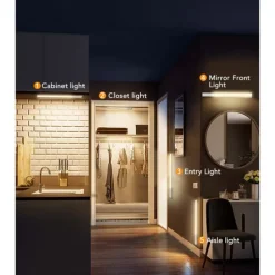 Light In The Box LED Motion Sensor Cabinet Light with Detachable Under Counter Light Automatic Sensored Bright Wireless Battery Operated for Bedroom Wardrobe Stairs Kitchen