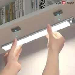 Light In The Box Motion Sensor Cabinet Light Ultra Thin Under Cabinet Lighting USB Rechargeable Battery Operated, Tri-color Wireless Closet Lights Night Lights for Bedroom Wardrobe Stairs