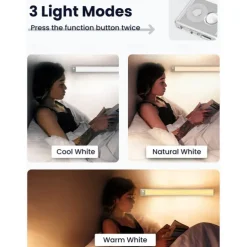 Light In The Box Motion Sensor Cabinet Light Ultra Thin Under Cabinet Lighting USB Rechargeable Battery Operated, Tri-color Wireless Closet Lights Night Lights for Bedroom Wardrobe Stairs