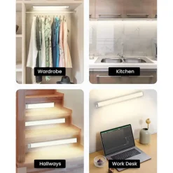Light In The Box Motion Sensor Cabinet Light Ultra Thin Under Cabinet Lighting USB Rechargeable Battery Operated, Tri-color Wireless Closet Lights Night Lights for Bedroom Wardrobe Stairs