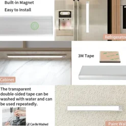 Light In The Box Motion Sensor Cabinet Light Ultra Thin Under Cabinet Lighting USB Rechargeable Battery Operated, Tri-color Wireless Closet Lights Night Lights for Bedroom Wardrobe Stairs