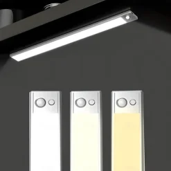 Light In The Box Motion Sensor Cabinet Light Ultra Thin Under Cabinet Lighting USB Rechargeable Battery Operated, Tri-color Wireless Closet Lights Night Lights for Bedroom Wardrobe Stairs