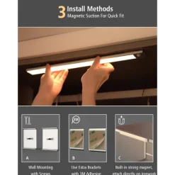 Light In The Box Motion Sensor Cabinet Light Ultra Thin Under Cabinet Lighting USB Rechargeable Battery Operated, Tri-color Wireless Closet Lights Night Lights for Bedroom Wardrobe Stairs