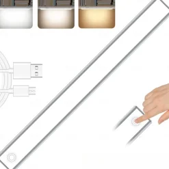 Light In The Box PIR Motion Sensor Cabinet Light, Under Cabinet Light USB Rechargeable Touch Switch Wireless Closet Light Tri-color Cabinet Night Light for Bedroom, Wardrobe, Kitchen, Stairs