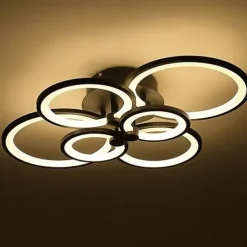 6-Light LED Dimmable Ceiling Light Flush Mount Lights Circle Design Modern Style Simplicity Acrylic 90W Living Room Dining Room Bedroom Light Fixture ONLY DIMMABLE WITH REMOTE CONTROL