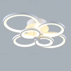 6-Light LED Dimmable Ceiling Light Flush Mount Lights Circle Design Modern Style Simplicity Acrylic 90W Living Room Dining Room Bedroom Light Fixture ONLY DIMMABLE WITH REMOTE CONTROL