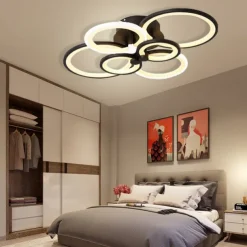 6-Light LED Dimmable Ceiling Light Flush Mount Lights Circle Design Modern Style Simplicity Acrylic 90W Living Room Dining Room Bedroom Light Fixture ONLY DIMMABLE WITH REMOTE CONTROL