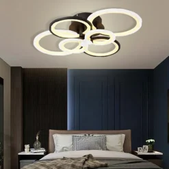 6-Light LED Dimmable Ceiling Light Flush Mount Lights Circle Design Modern Style Simplicity Acrylic 90W Living Room Dining Room Bedroom Light Fixture ONLY DIMMABLE WITH REMOTE CONTROL