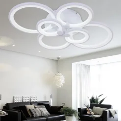 6-Light LED Dimmable Ceiling Light Flush Mount Lights Circle Design Modern Style Simplicity Acrylic 90W Living Room Dining Room Bedroom Light Fixture ONLY DIMMABLE WITH REMOTE CONTROL