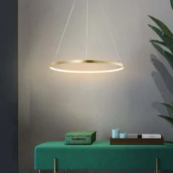 1-Light LED Pendant Light 40cm 60cm 80cm Aluminum Acrylic Circle Gold White Black Painted Finishes Dimmable for Modern Simple Home Kitchen Bedroom 25W 38W 50W ONLY DIMMABLE WITH REMOTE CONTROL