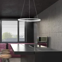 1-Light LED Pendant Light 40cm 60cm 80cm Aluminum Acrylic Circle Gold White Black Painted Finishes Dimmable for Modern Simple Home Kitchen Bedroom 25W 38W 50W ONLY DIMMABLE WITH REMOTE CONTROL