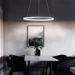 1-Light LED Pendant Light 40cm 60cm 80cm Aluminum Acrylic Circle Gold White Black Painted Finishes Dimmable for Modern Simple Home Kitchen Bedroom 25W 38W 50W ONLY DIMMABLE WITH REMOTE CONTROL