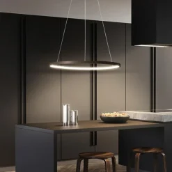 1-Light LED Pendant Light 40cm 60cm 80cm Aluminum Acrylic Circle Gold White Black Painted Finishes Dimmable for Modern Simple Home Kitchen Bedroom 25W 38W 50W ONLY DIMMABLE WITH REMOTE CONTROL