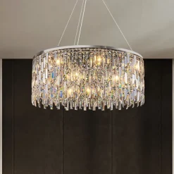 Light luxury living room chandelier new modern simple round light luxury crystal lamp designer home atmosphere restaurant chandelier